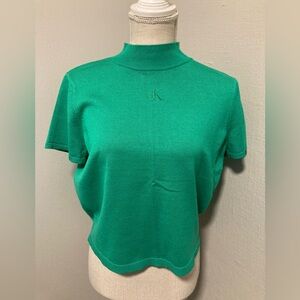 Calvin Klein Jeans Emerald Short Sleeve Mock Neck Top